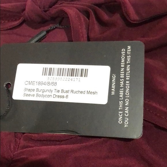 Burgundy tie sleeve dress - Picture 2 of 3